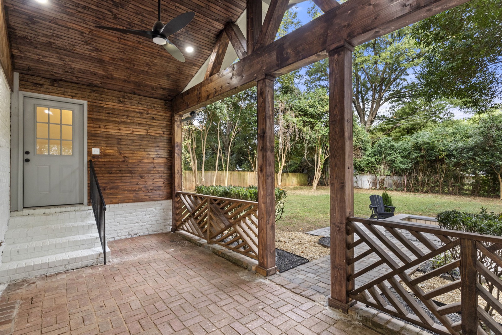 Covered back porch after